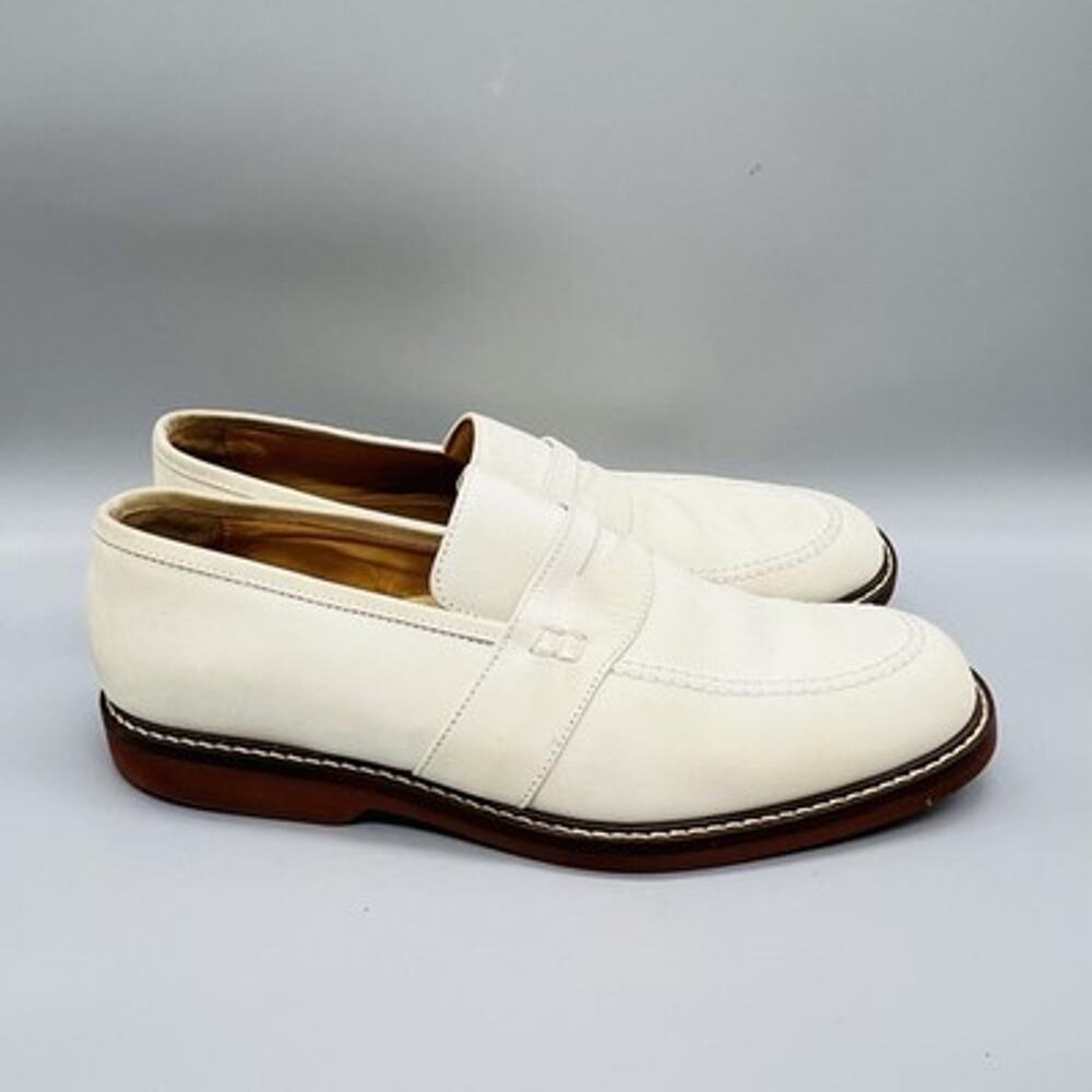 Johnston & Murphy Shoes Mens 11 White Leather Loafer Flats Slip On Comfort